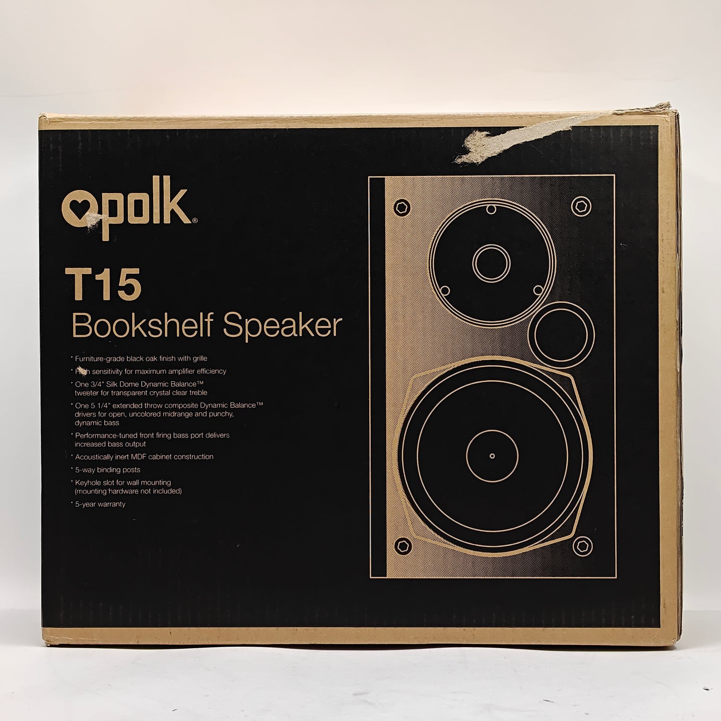 New Polk Audio T15 Bookshelf Speaker Powered Bookshelf Speakers Black AM1565-C