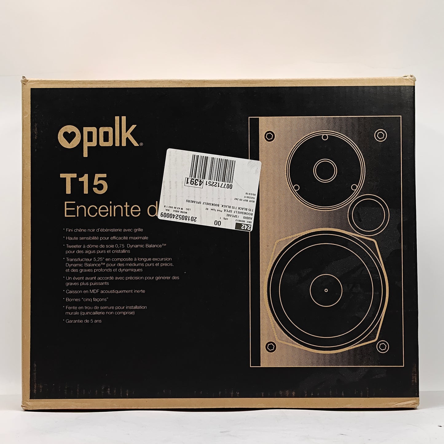 New Polk Audio T15 Bookshelf Speaker Powered Bookshelf Speakers Black AM1565-C