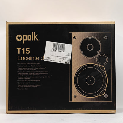 New Polk Audio T15 Bookshelf Speaker Powered Bookshelf Speakers Black AM1565-C