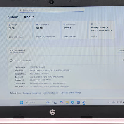 HP Laptop 14-CF2112WM 14.4" Celeron N4120 1.1GHz 4GB RAM 64GB SSD