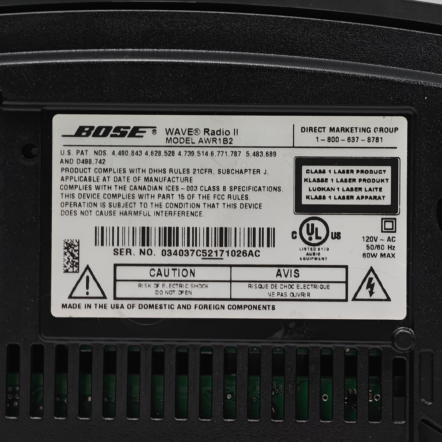 Bose Wave Radio II Alarm Clock Radio AWR1B2