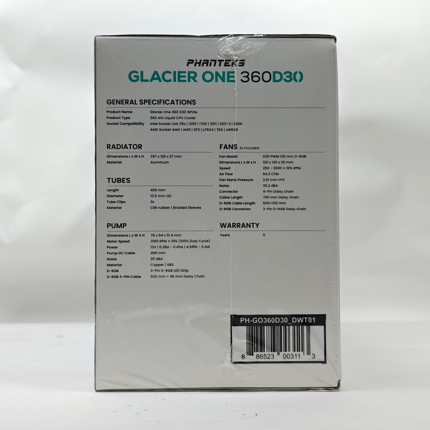 New Phanteks Glacier One 360 D30 Closed-Loop AIO CPU Liquid Cooler PH-GO360D30