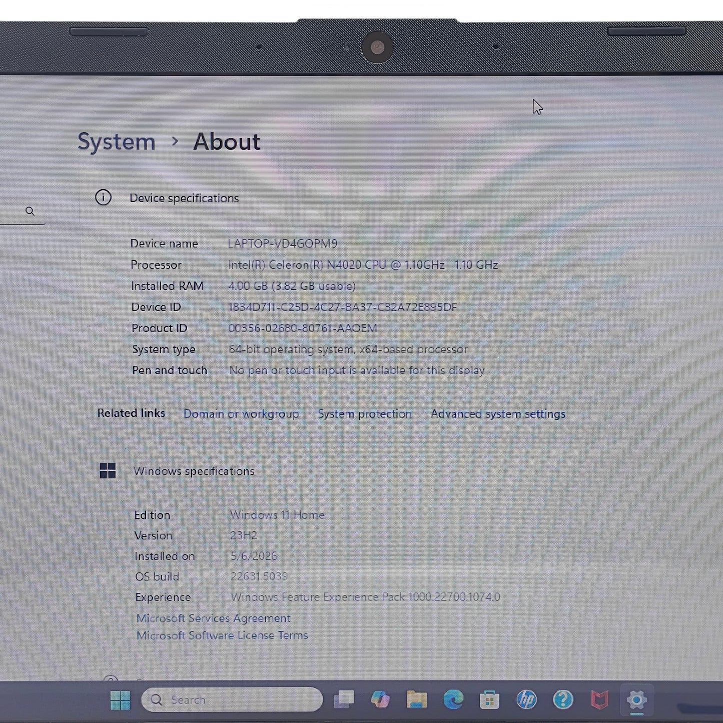 HP Laptop 14-DQ0032DX 15.6" Celeron N4020 1.1GHz 4GB RAM 64GB SSD